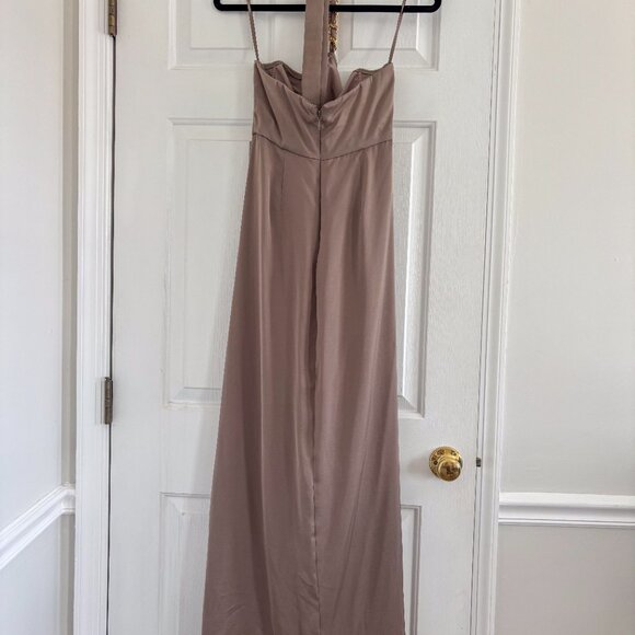 BCBG Milania Chain Link Halter Maxi Dress Taupe Size 4 - Picture 4 of 7